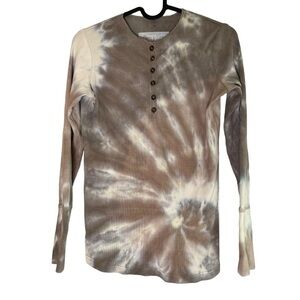 Point ,‎ Tie Dye ribbed knit henley long sleeve sz S